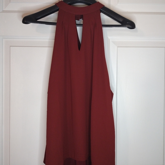 Bar III Tops - NWT Bar III Burgundy Mock Neck Blouse Top Shirt Cocoa Rose Size XL